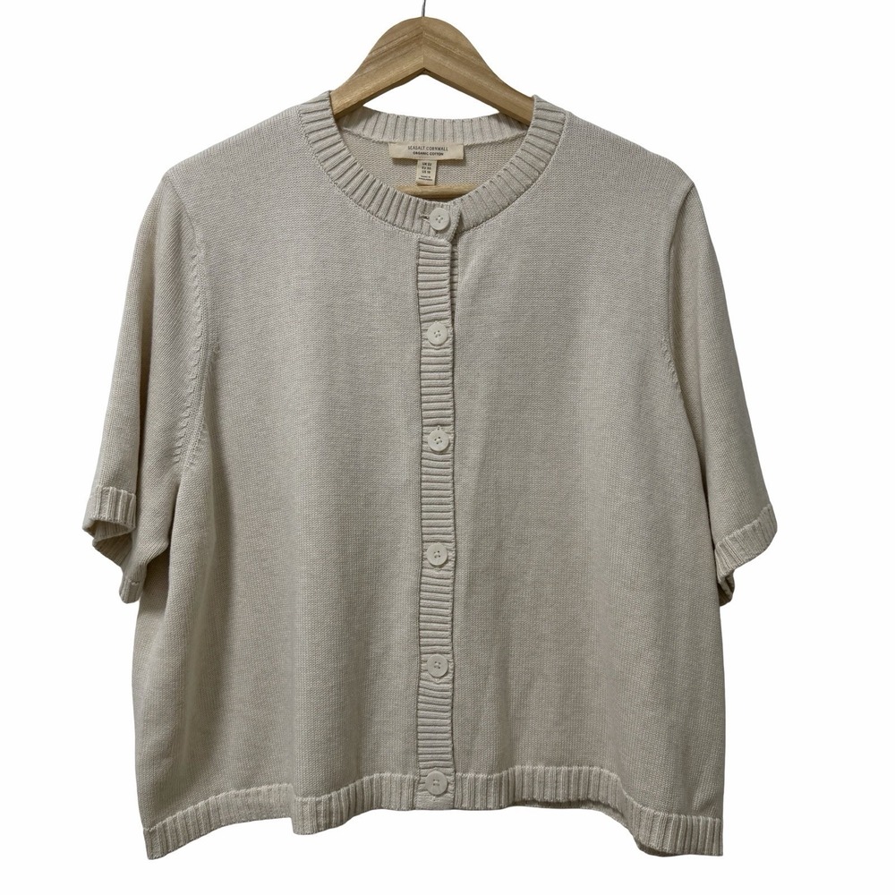 Seasalt‎ Cornwall Womens Gillan Creek Organic Cotton Short Sleeve Cardigan US 18